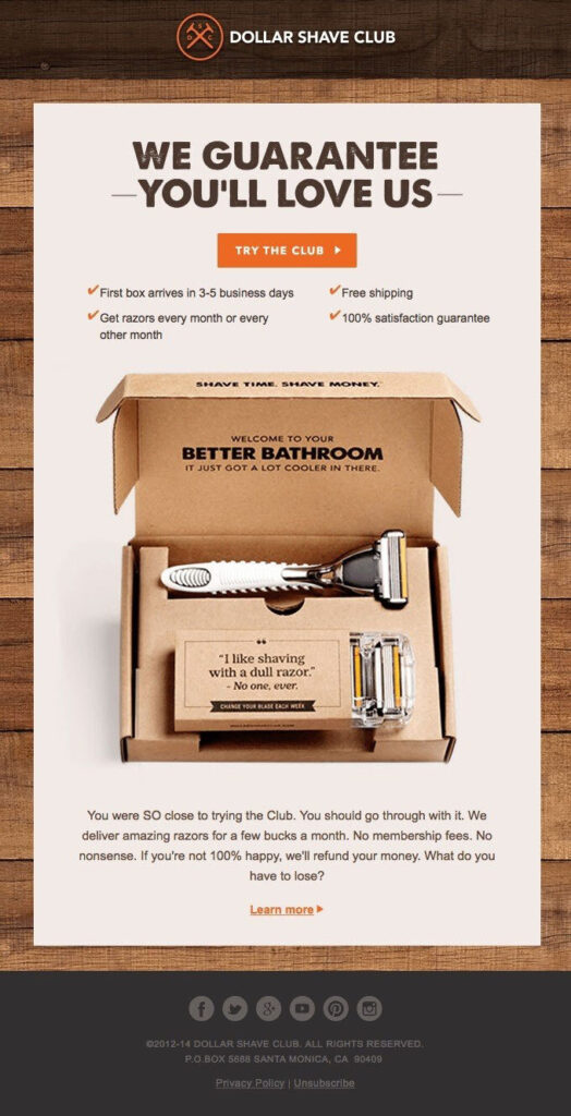 Dollar Shave Club Checkout Abandonment Email