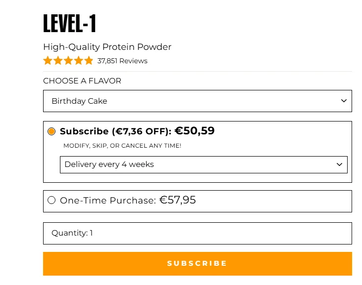 1st Phorm subscription buy box, EU storefront, captured 2026-10-05