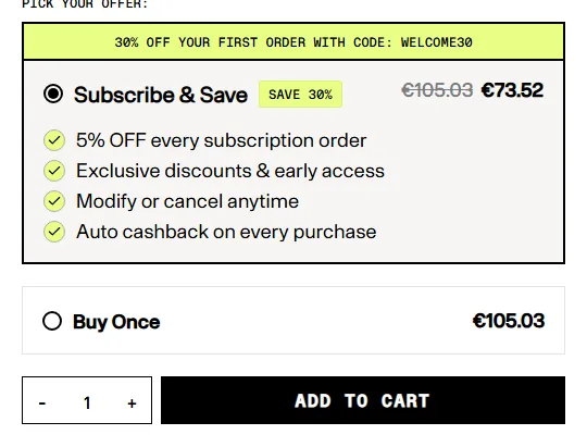 ARMRA subscription buy box, EU storefront, captured 2026-09-13