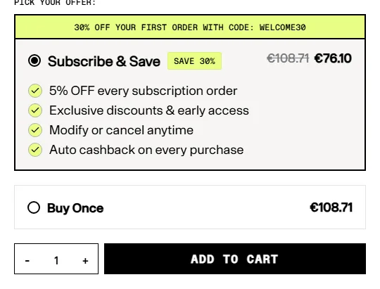 ARMRA subscription buy box, EU storefront, captured 2026-10-05