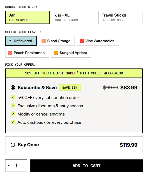 ARMRA subscription buy box, US storefront, captured 2026-09-13