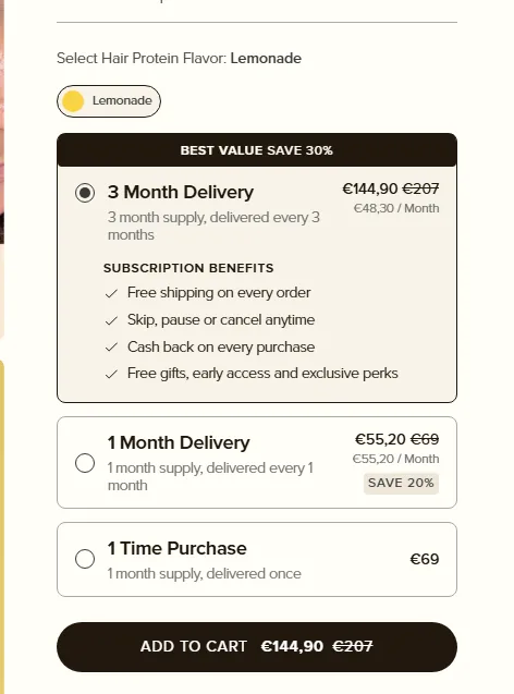 Arrae subscription buy box, EU storefront, captured 2026-10-05