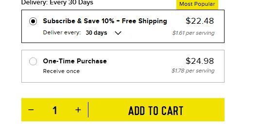 Ascent Protein subscription buy box, US storefront, captured 2026-09-13