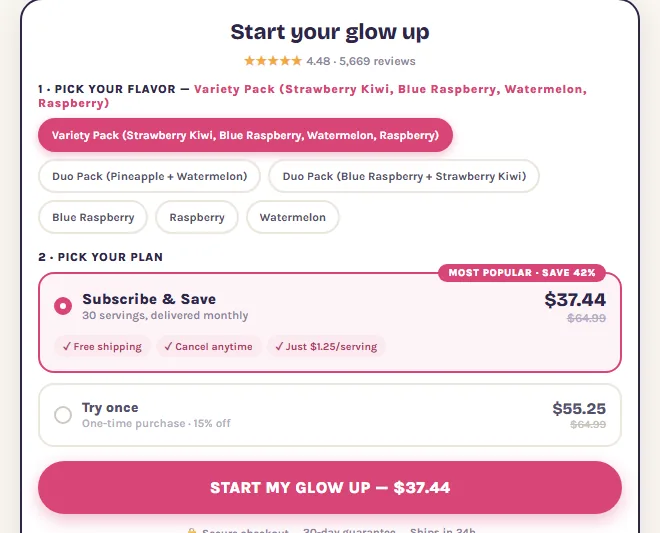 Beam subscription buy box, US storefront, captured 2026-09-13