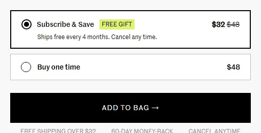 Bite subscription buy box, US storefront, captured 2026-09-13