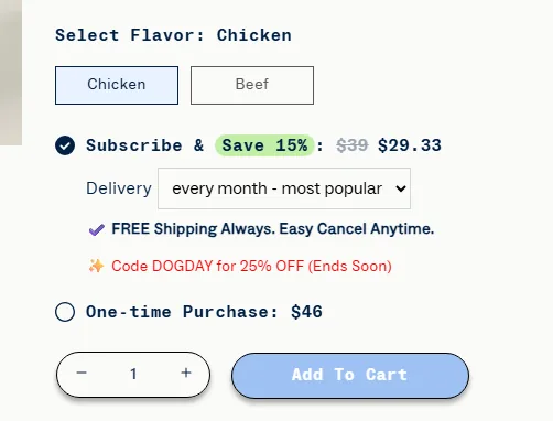 Dog is Human subscription buy box, US storefront, captured 2026-09-13