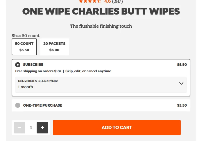 Dollar Shave Club subscription buy box, US storefront, captured 2026-09-13