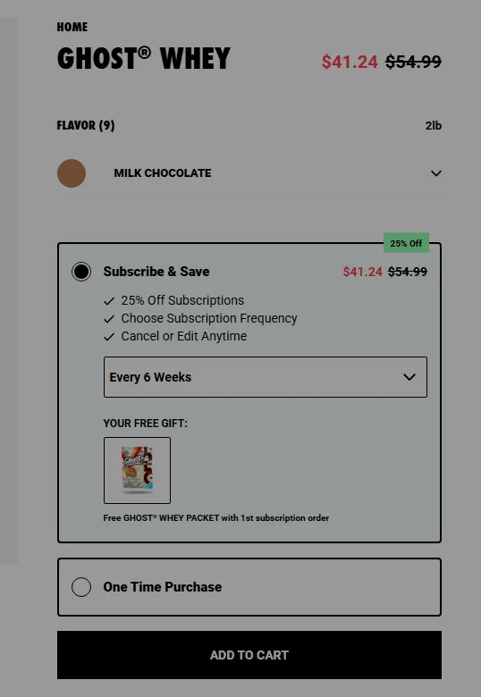 Ghost subscription buy box, US storefront, captured 2026-09-13
