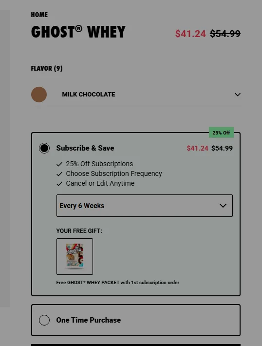 Ghost subscription buy box, US storefront, captured 2026-10-06
