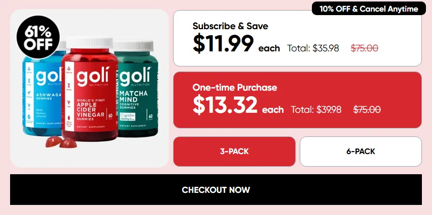 Goli subscription buy box, US storefront, captured 2026-09-13