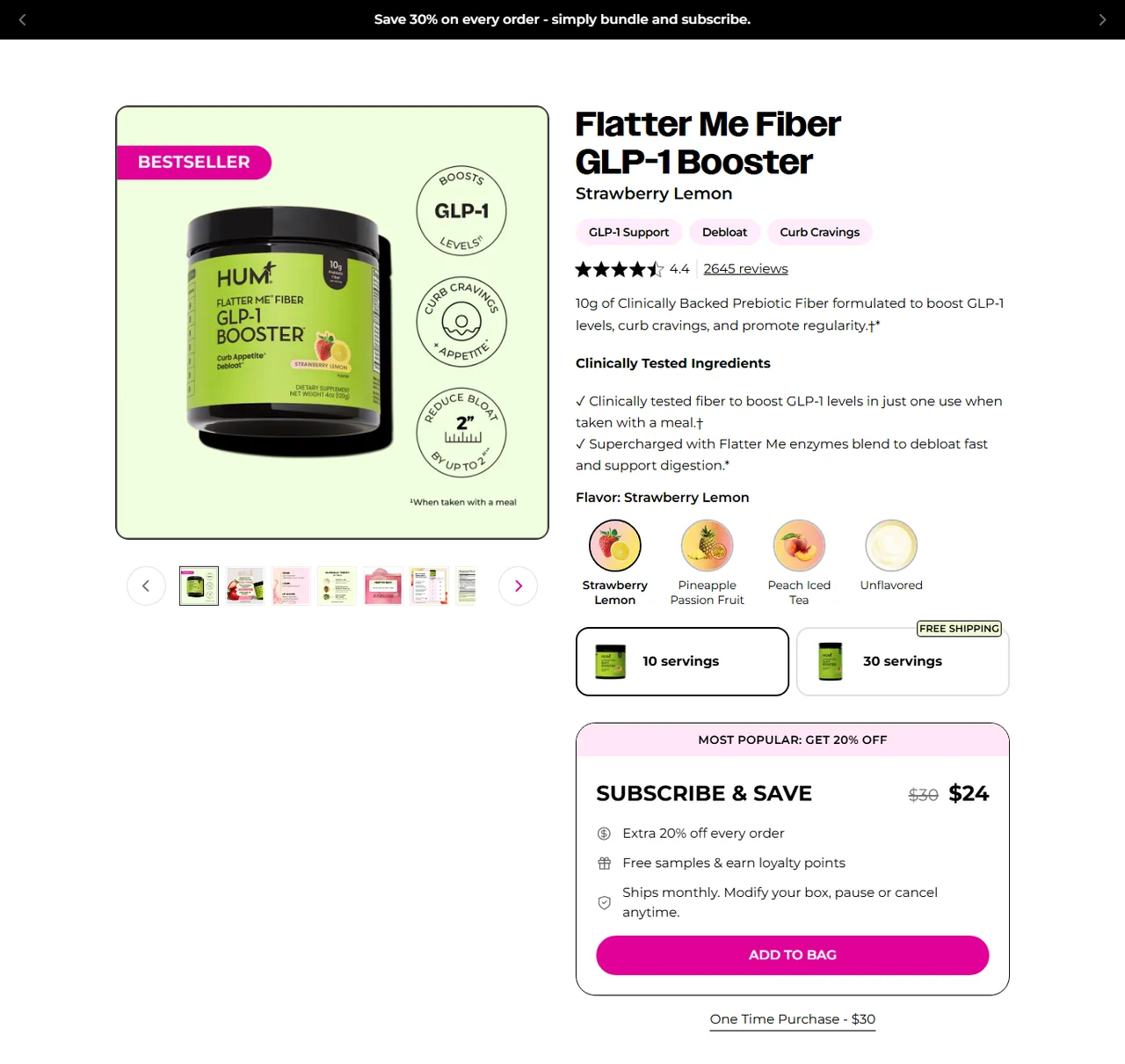 HUM Nutrition subscription buy box, US storefront, captured 2026-09-13