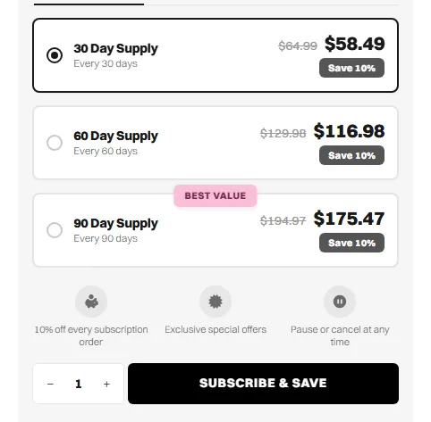 Just Ingredients subscription buy box, US storefront, captured 2026-09-13