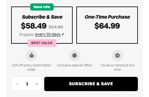 Just Ingredients subscription buy box, US storefront, captured 2026-10-06