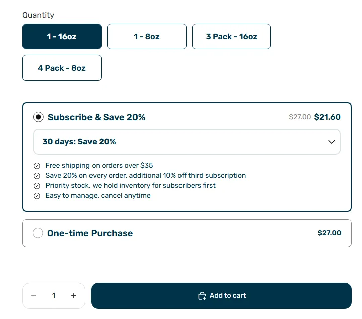 Laird Superfood subscription buy box, US storefront, captured 2026-09-13