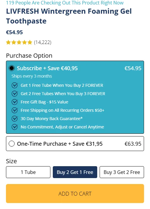 LIVFRESH subscription buy box, EU storefront, captured 2026-10-05
