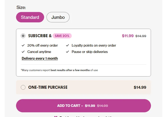 Love Wellness subscription buy box, US storefront, captured 2026-09-13