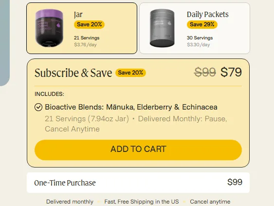 Manukora subscription buy box, US storefront, captured 2026-10-10