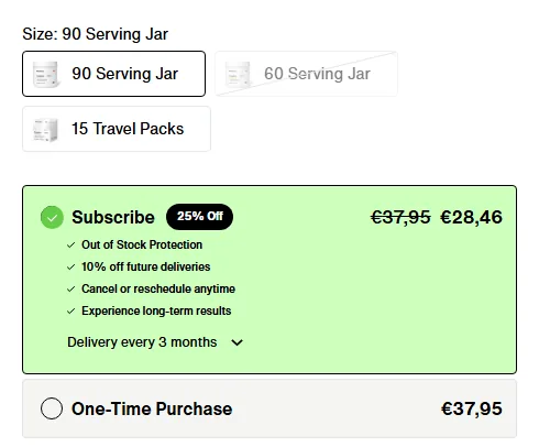 Momentous subscription buy box, EU storefront, captured 2026-09-14