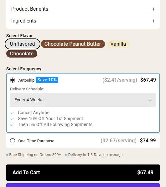 Naked Nutrition subscription buy box, US storefront, captured 2026-09-13