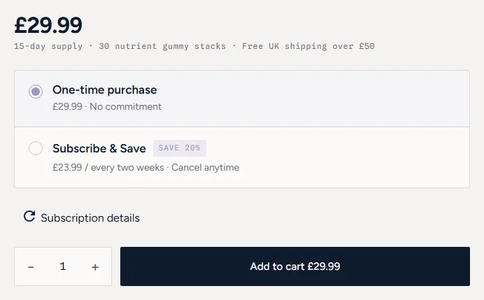Nourished subscription buy box, UK storefront, captured 2026-09-13