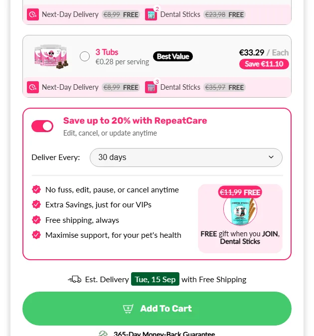 NutriPaw subscription buy box, EU storefront, captured 2026-09-13