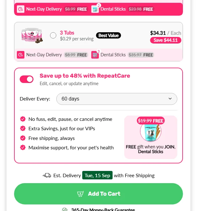 NutriPaw subscription buy box, US storefront, captured 2026-09-13