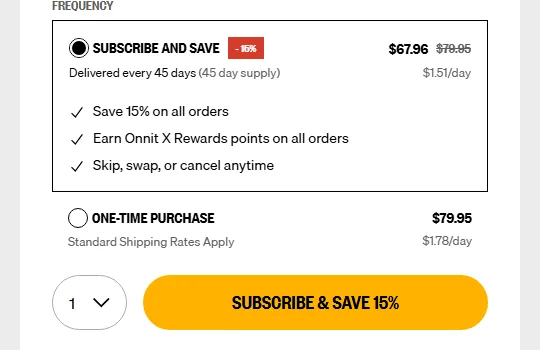 Onnit subscription buy box, US storefront, captured 2026-09-13