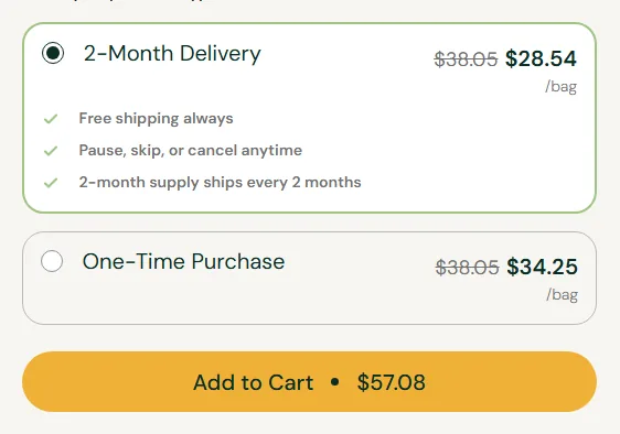 Primal Harvest subscription buy box, US storefront, captured 2026-10-05