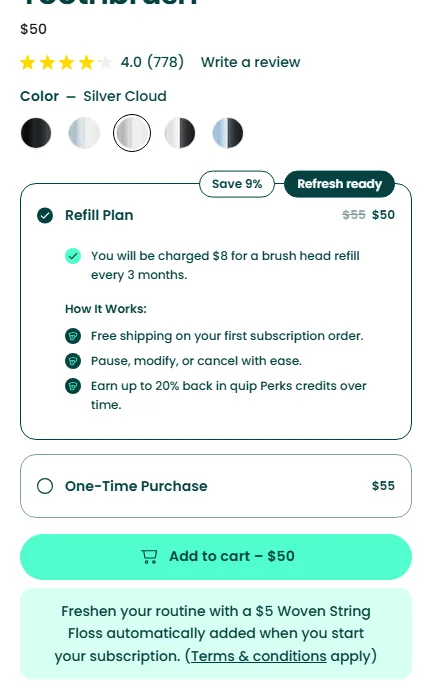 quip subscription buy box, US storefront, captured 2026-09-13