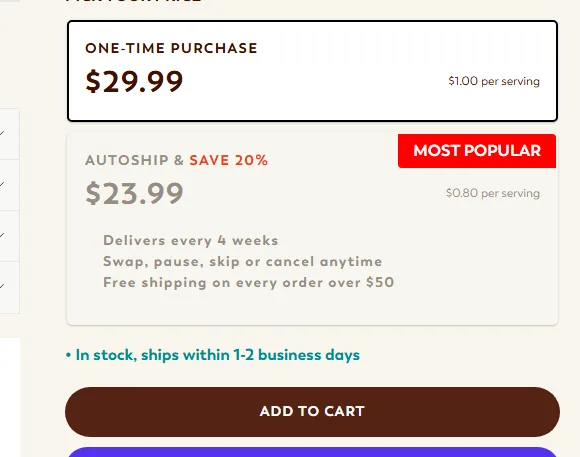Rasa subscription buy box, US storefront, captured 2026-09-13