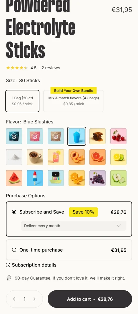 SALTT subscription buy box, EU storefront, captured 2026-09-14