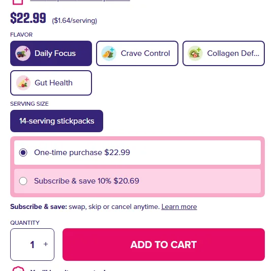 Ultima Replenisher subscription buy box, US storefront, captured 2026-09-14