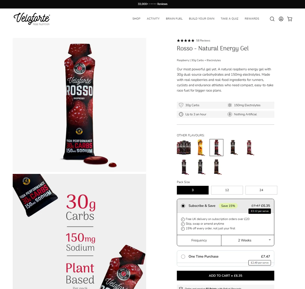 Veloforte subscription buy box, UK storefront, captured 2026-09-13