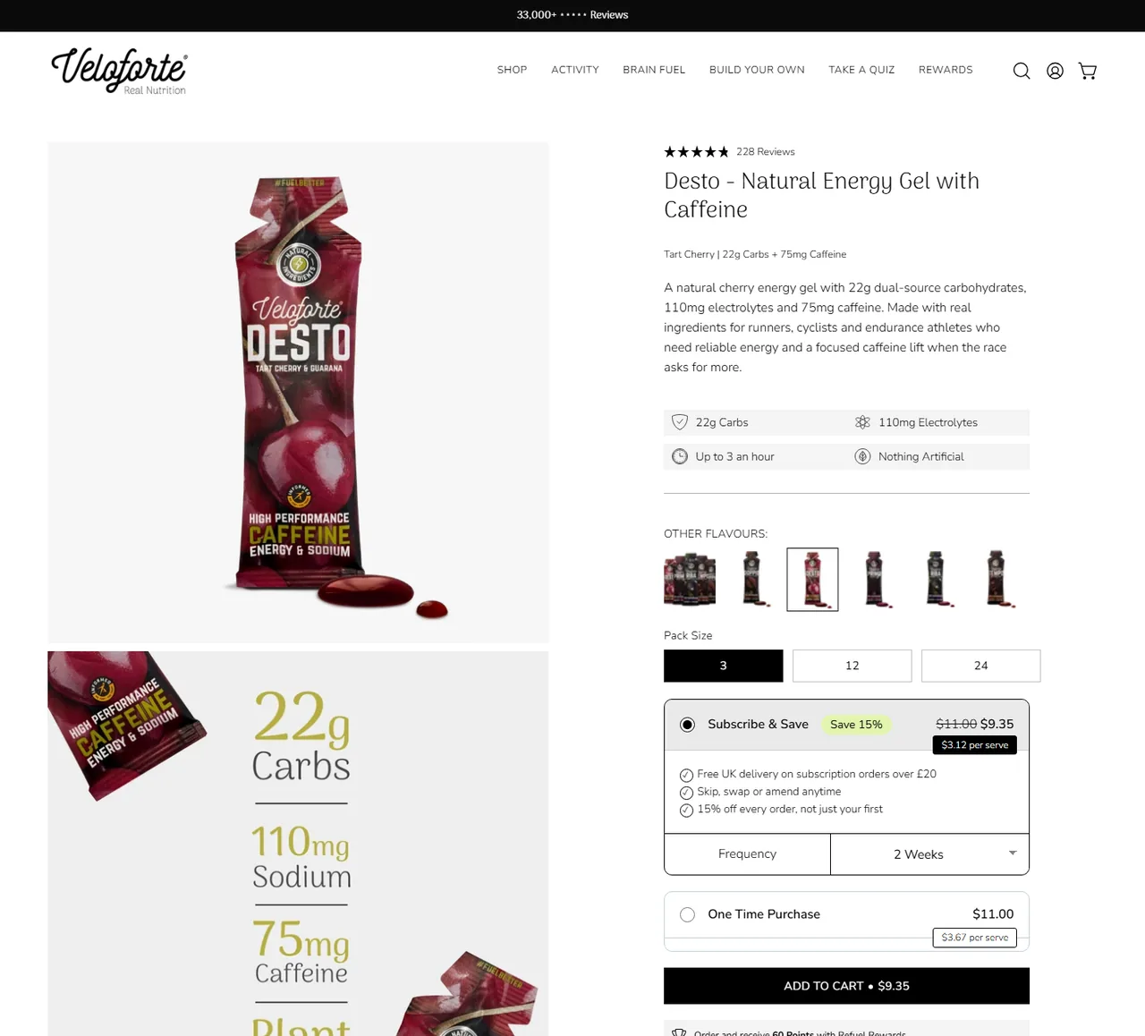 Veloforte subscription buy box, US storefront, captured 2026-09-13