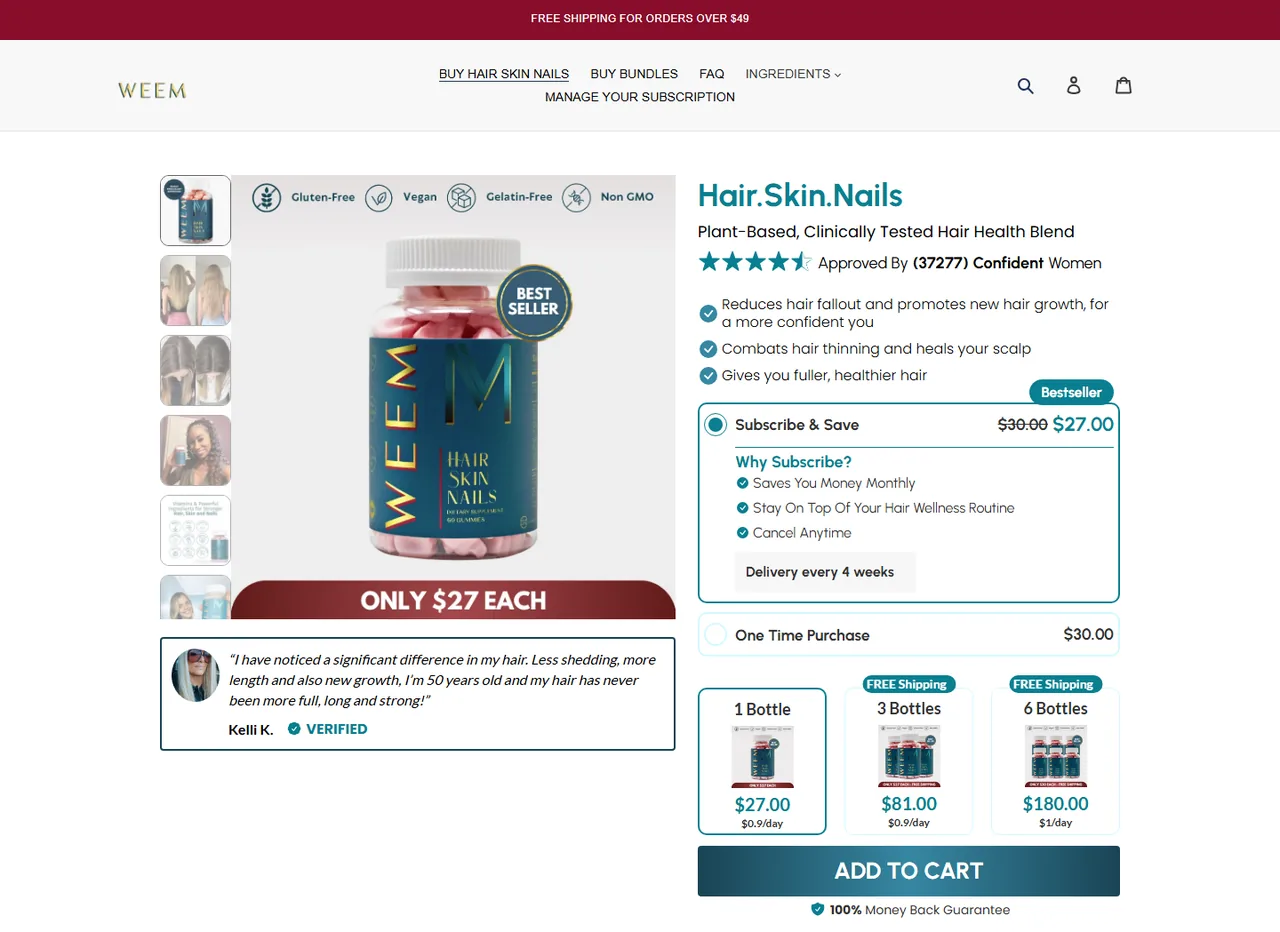 WEEM subscription buy box, US storefront, captured 2026-09-14