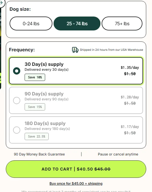 Wuffes subscription buy box, US storefront, captured 2026-09-13