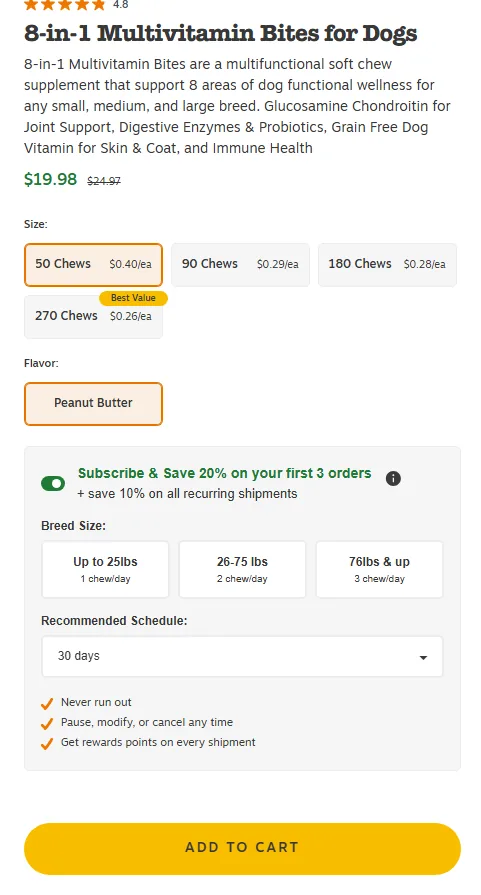 Zesty Paws subscription buy box, US storefront, captured 2026-09-13