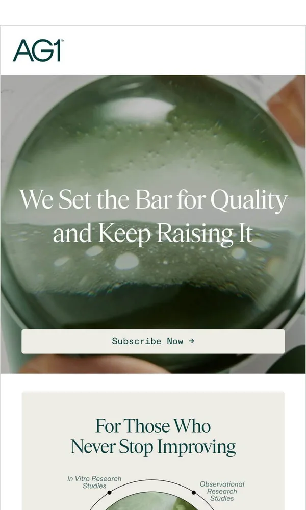 AG1 email: Rigorously tested for the highest quality