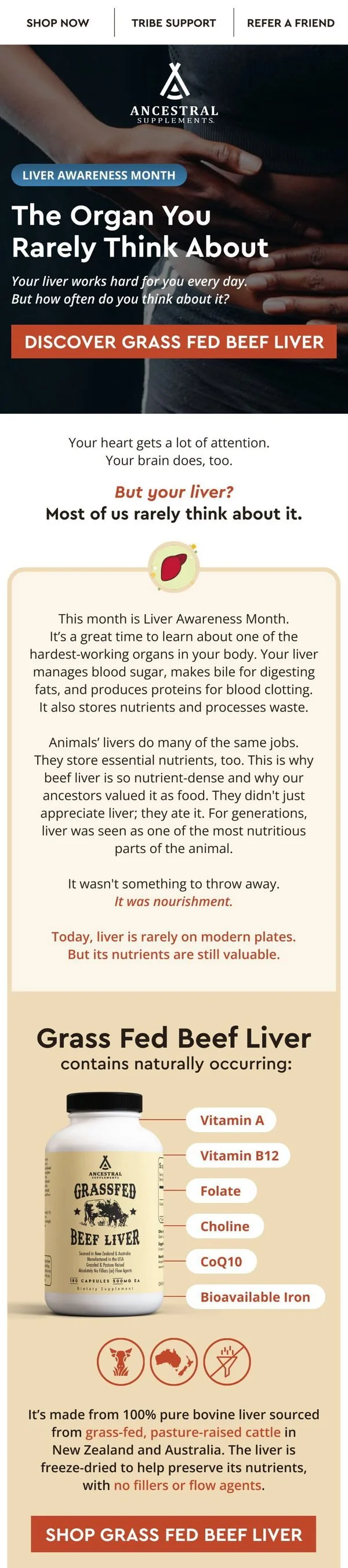 Ancestral Supplements email: You think about your heart. What about your liver?