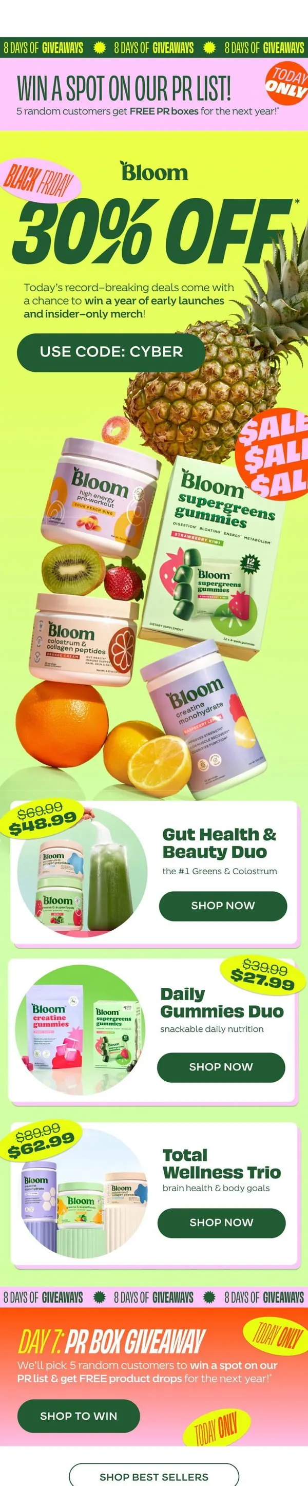 Bloom Nutrition email: Don’t tell our Head of PR 🤐👀