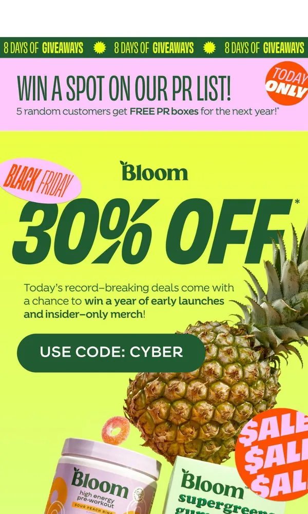 Bloom Nutrition email: Don’t tell our Head of PR 🤐👀