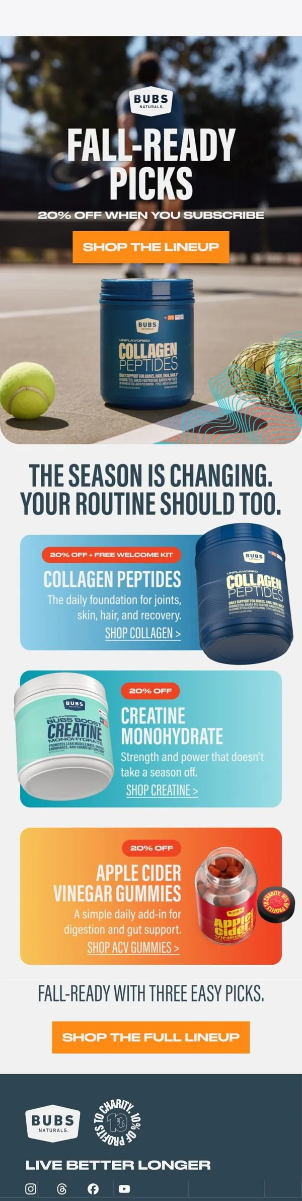 BUBS Naturals email: Your fall lineup is here