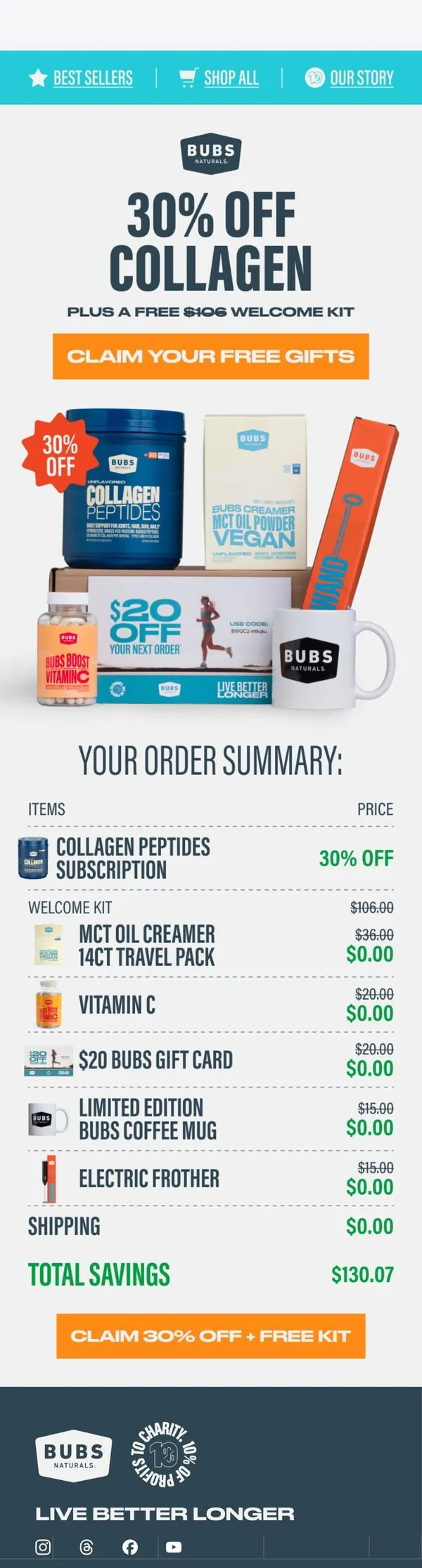 BUBS Naturals email: Still time to claim your free kit