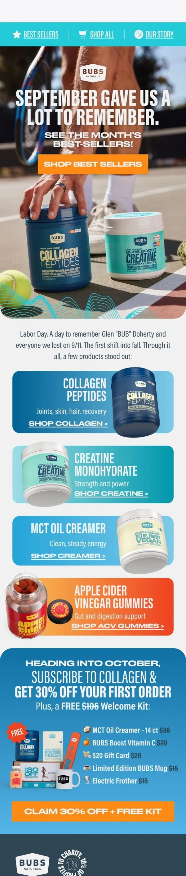 BUBS Naturals email: September's best sellers