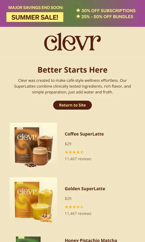 Clevr Blends email: Instant, Never Ordinary