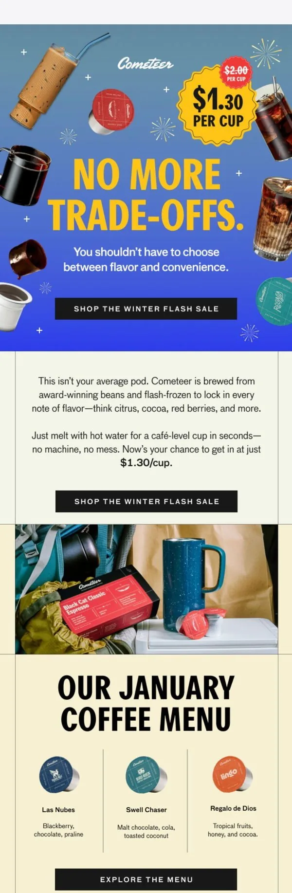 Cometeer email: Coffee without the compromise,just $1.30 a cup