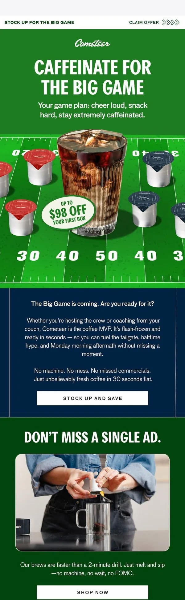 Cometeer email: Get up to $98 off flash-frozen coffee