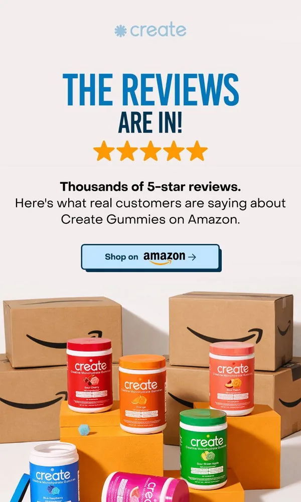 Create email: Thousands of 5-star reviews. Here’s what they say…