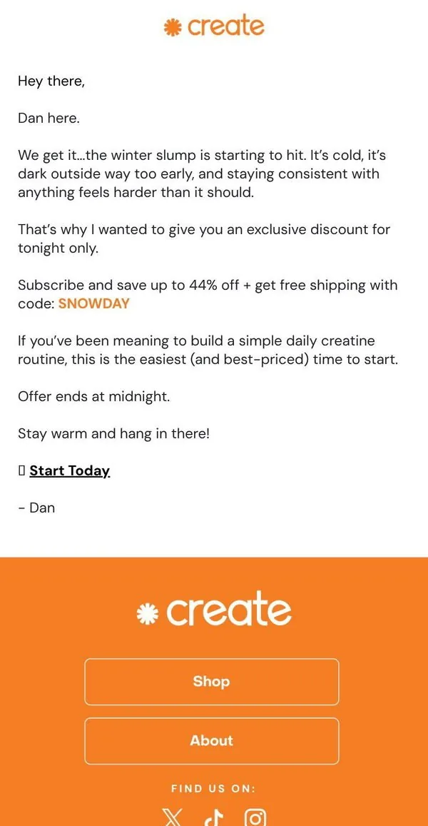 Create email: It’s freezing outside...