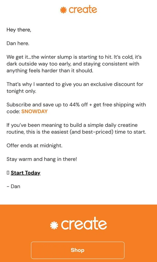Create email: It’s freezing outside...